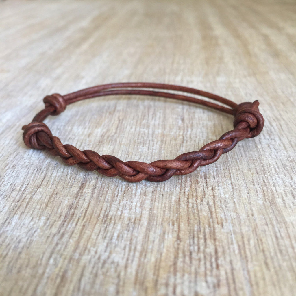 Juno Brown Braided Leather Bracelet - Fanfarria Handmade Jewelry