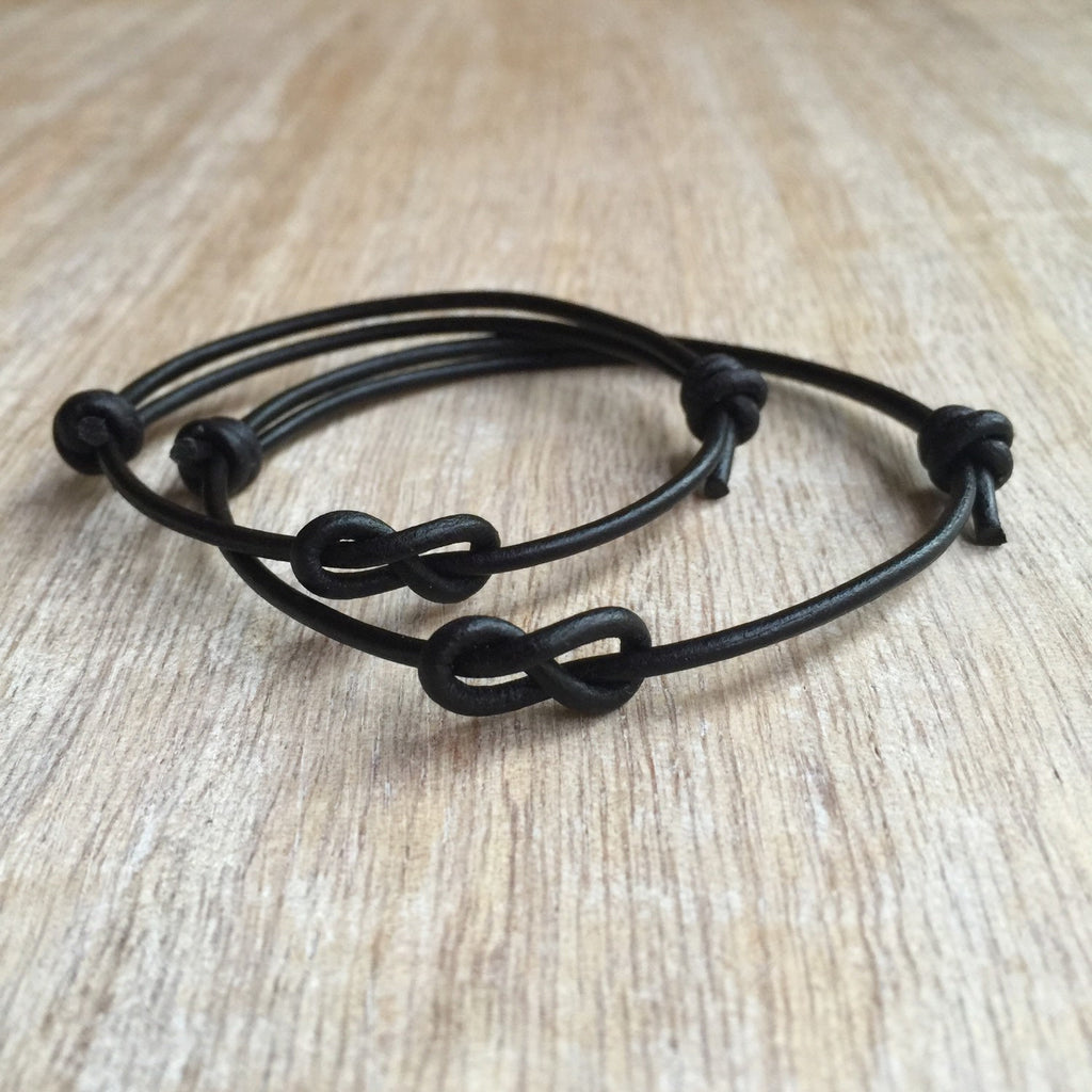 Lovers Key Black Leather Couple Bracelets - Fanfarria Handmade Jewelry