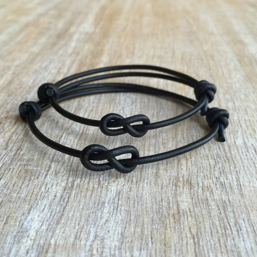 Lovers Key, Black Leather Bracelets, Simple Bracelets, His and Hers, Infinity Couple Bracelet, Minimalist, LC001149
