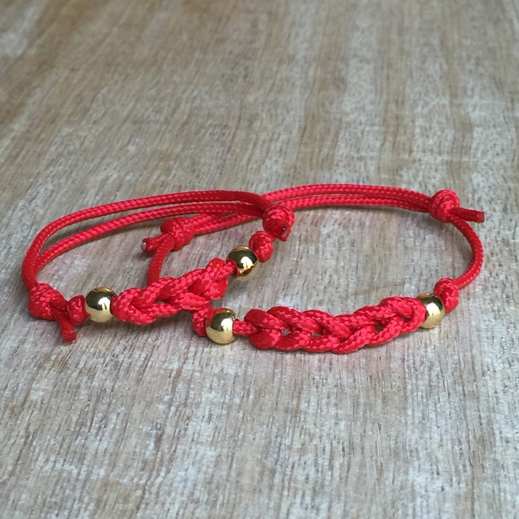 Adrienne Mommy and Me Red Braided Bracelets - Fanfarria Handmade Jewelry