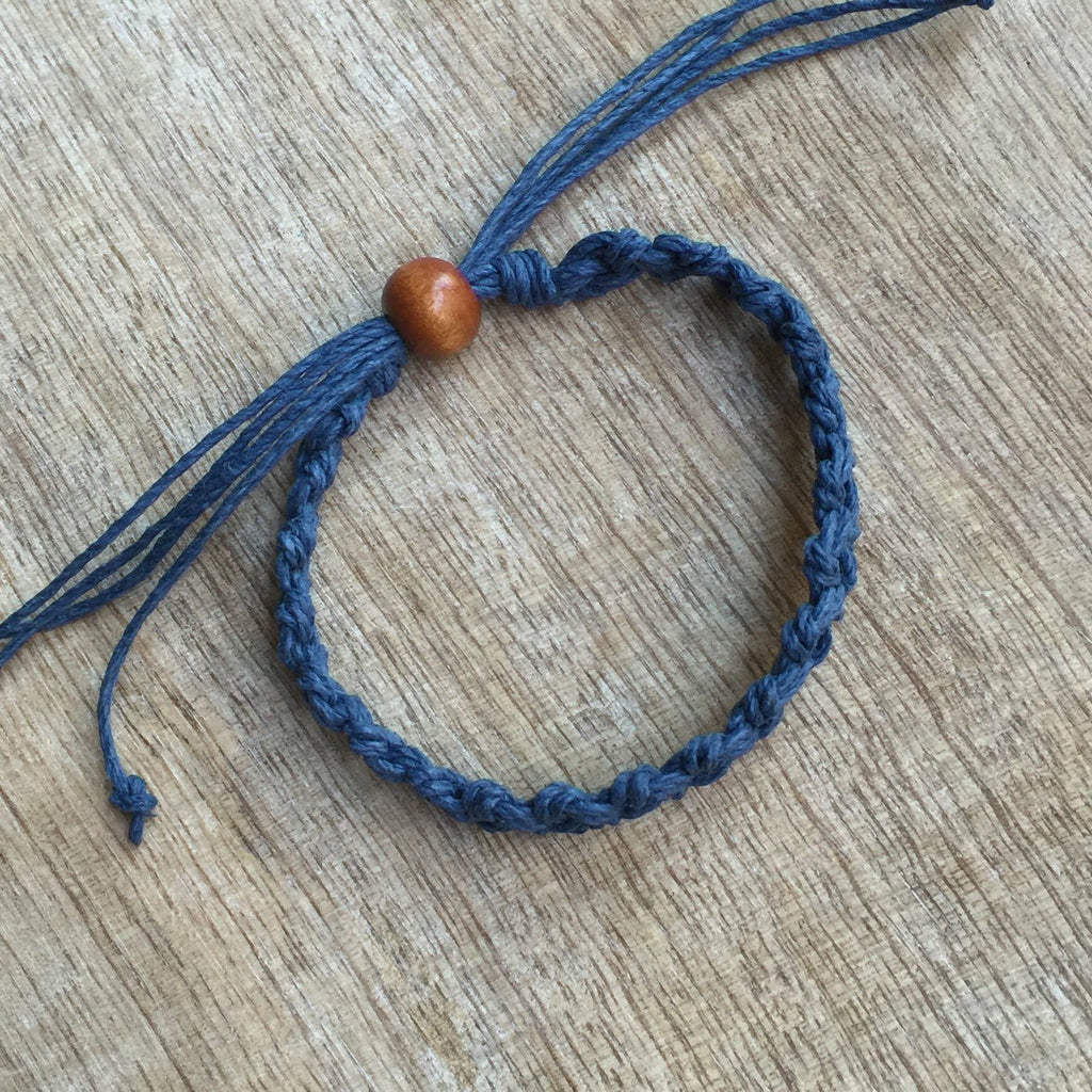 Shell Key Blue Hemp Anklet - Fanfarria Handmade Jewelry