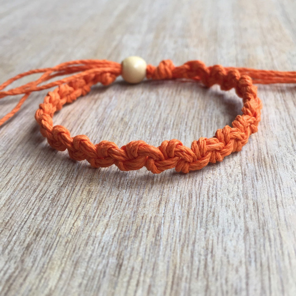 Shell Key Orange Hemp Anklet - Fanfarria Handmade Jewelry