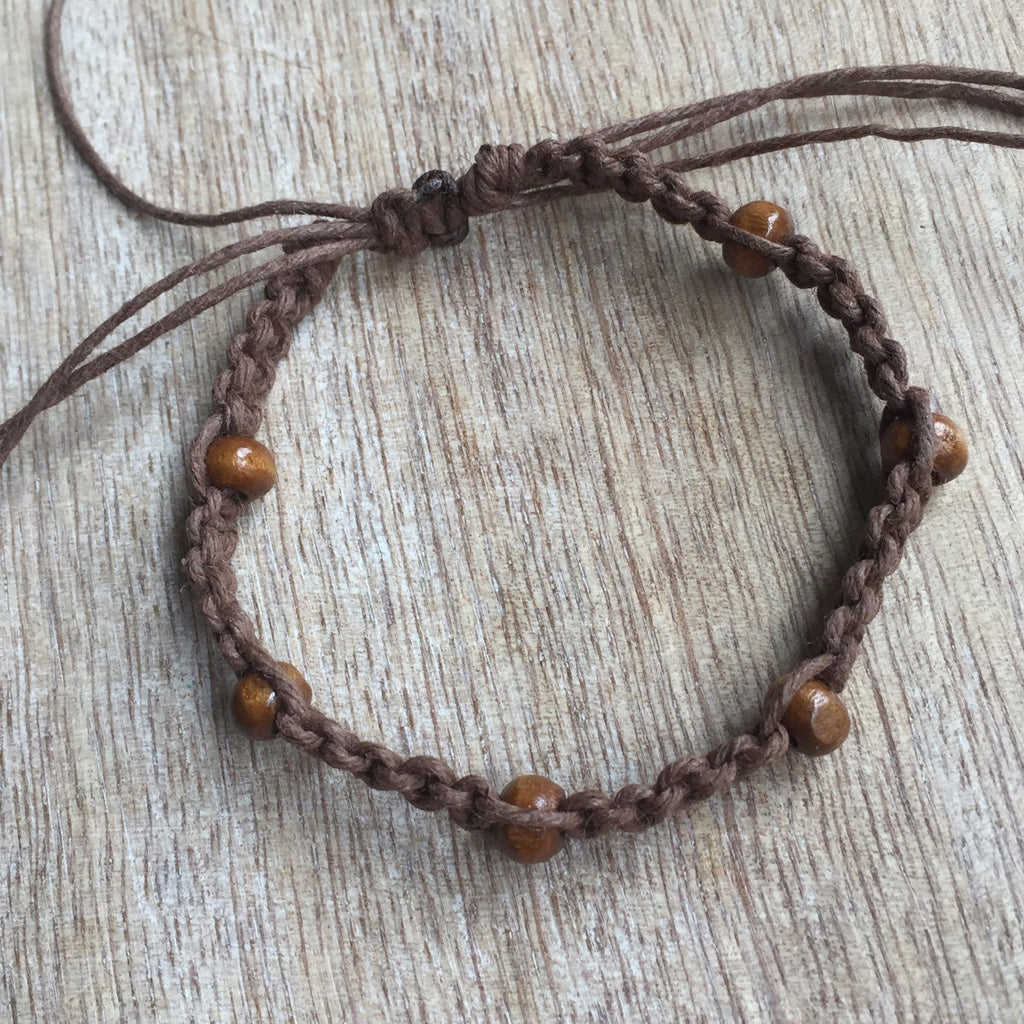Haulover Beaded Brown Anklet - Fanfarria Handmade Jewelry