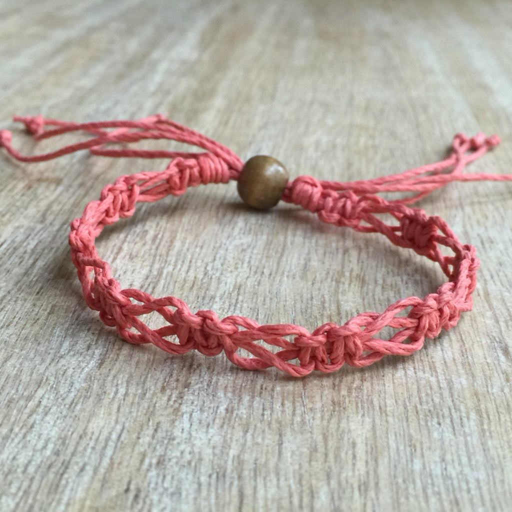 SoBe Coral Hemp Anklet - Fanfarria Handmade Jewelry