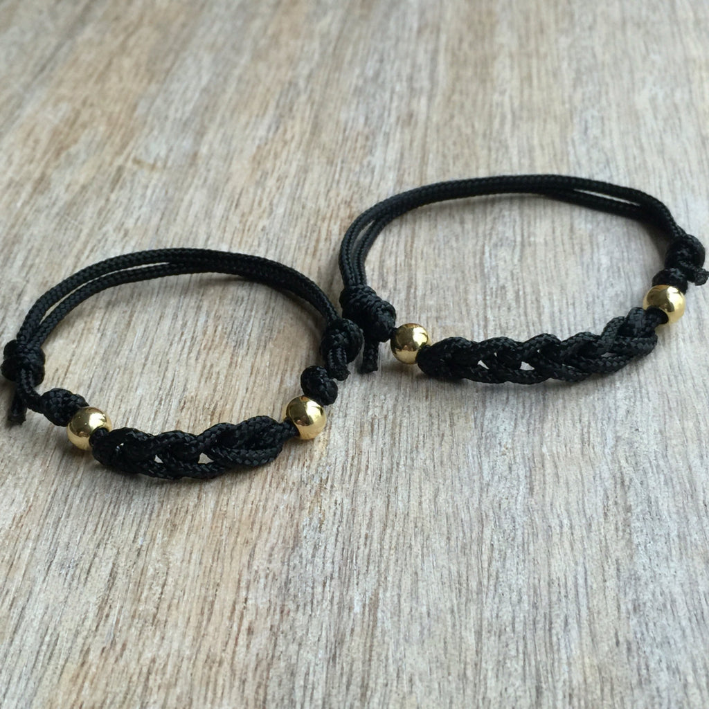 Adrienne Mommy and Me Black Braided Bracelets - Fanfarria Handmade Jewelry
