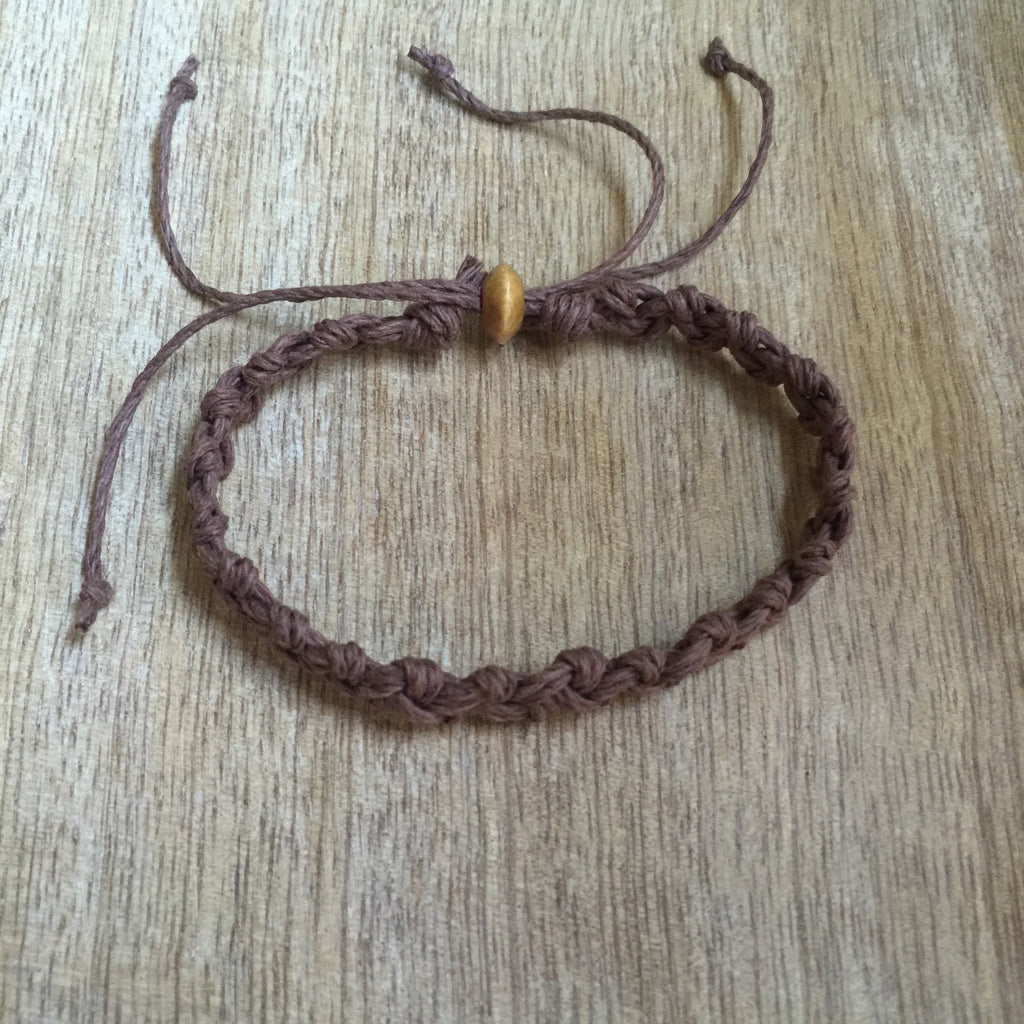 Shell Key Brown Hemp Anklet - Fanfarria Handmade Jewelry