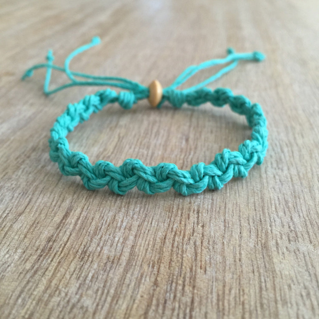 Shell Key Turquoise Hemp Anklet - Fanfarria Handmade Jewelry