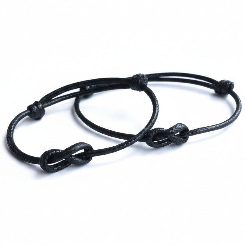 Lovers Key black waterproof infinity knot couples bracelets his and hers set