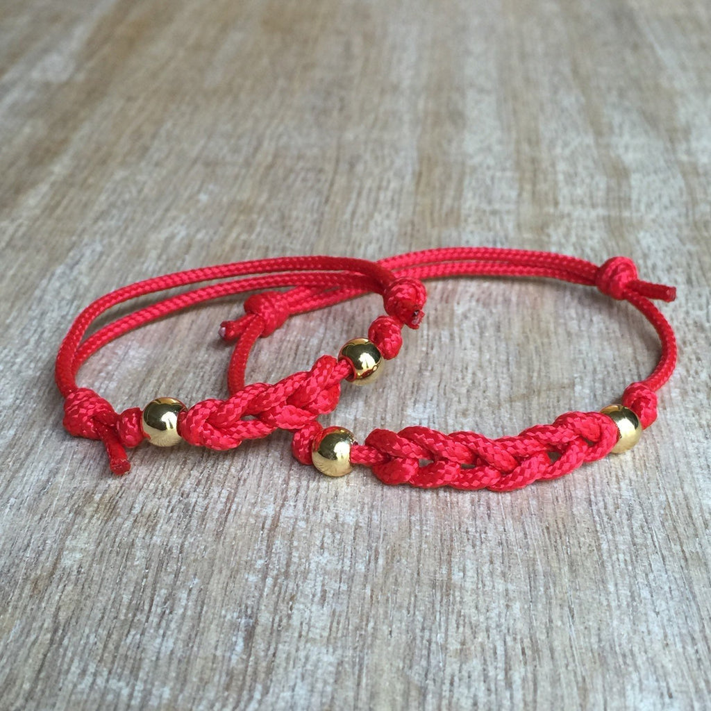 Adrienne Mommy and Me Red Braided Bracelets - Fanfarria Handmade Jewelry