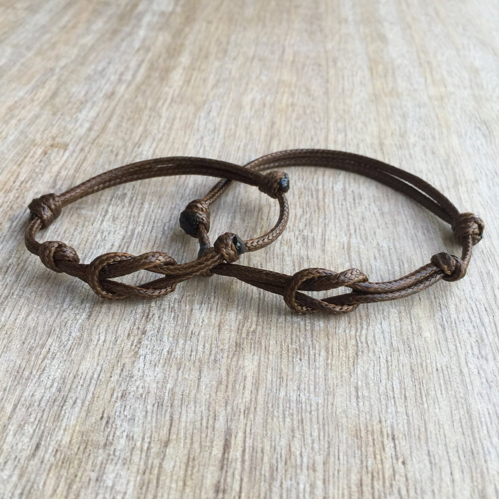 Naples, Brown Waxed Cord Bracelets, His and her Bracelet, Couples Bracelets, Celtic Couple Bracelets, Waterproof, Set of 2 WC001392