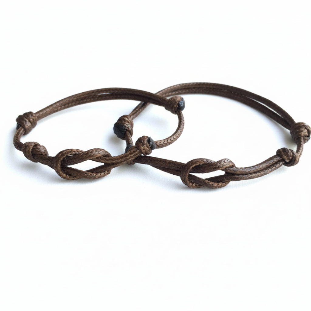 Naples brown waterproof couples bracelets his and hers infinity knot set