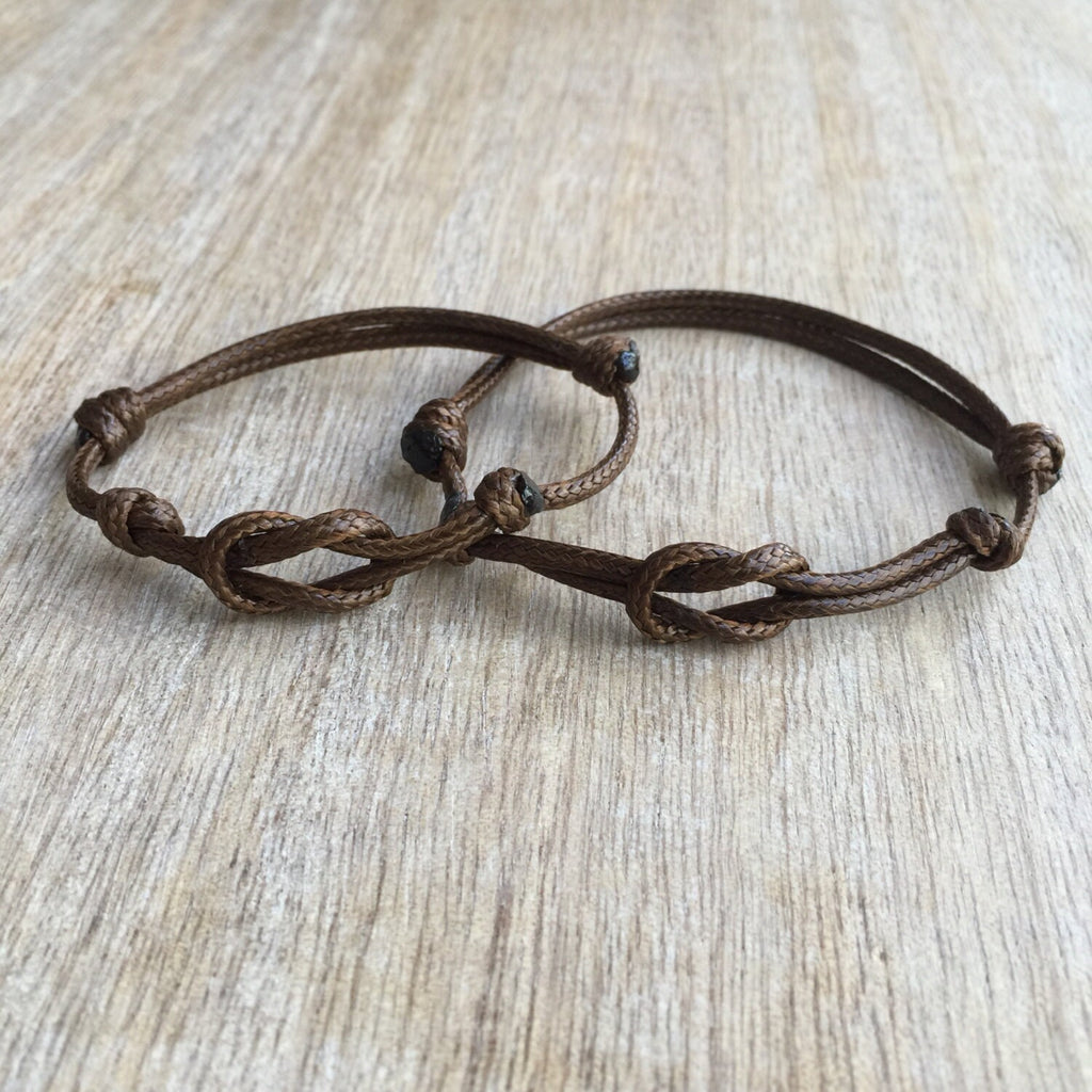 Naples, Brown Waxed Cord Bracelets, His and her Bracelet, Couples Bracelets, Celtic Couple Bracelets, Waterproof, Set of 2 WC001392