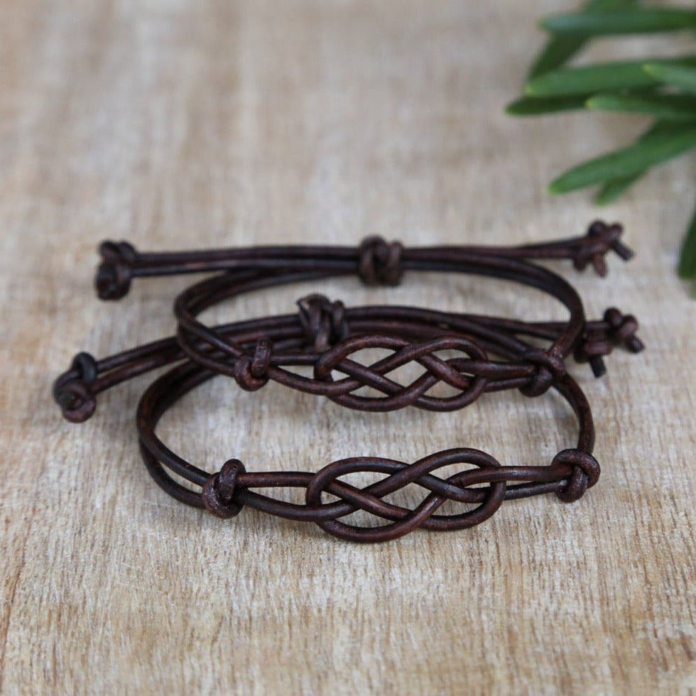 Neptune, Couples Bracelet, Antique Brown Leather Bracelets - Fanfarria Handmade Jewelry