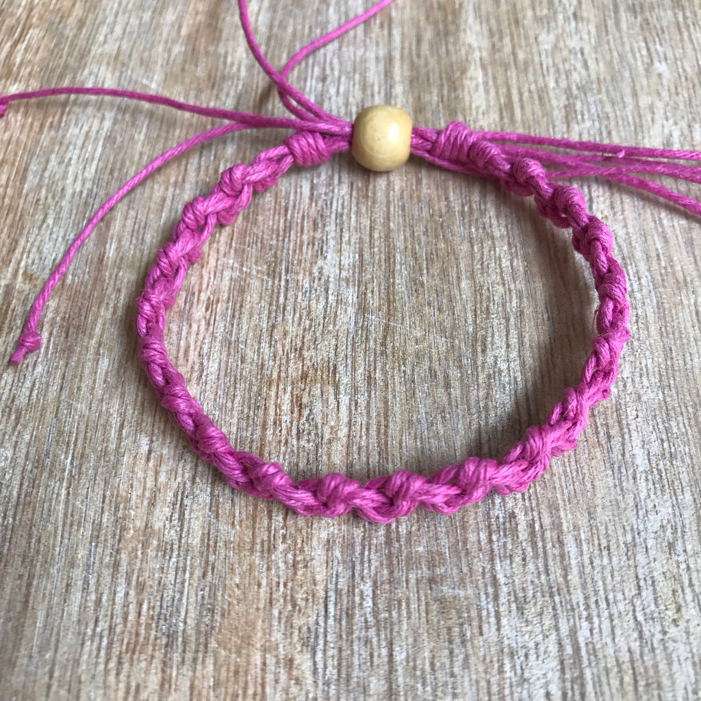 Shell Key Pink Hemp Anklet - Fanfarria Handmade Jewelry