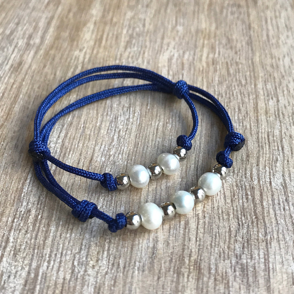 Gables Blue Mommy and Me Pearl bracelets - Fanfarria Handmade Jewelry