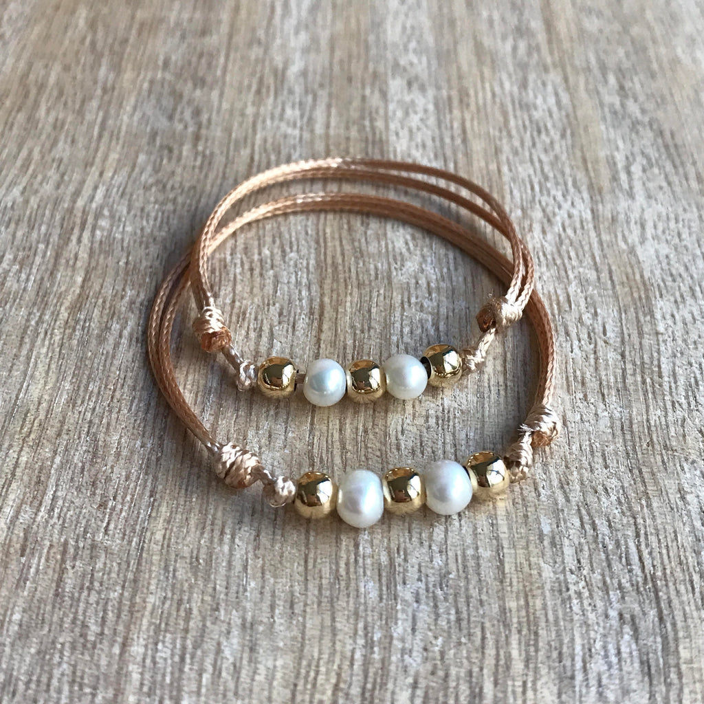 Gables Gold Mommy and Me Pearl Bracelets - Fanfarria Handmade Jewelry