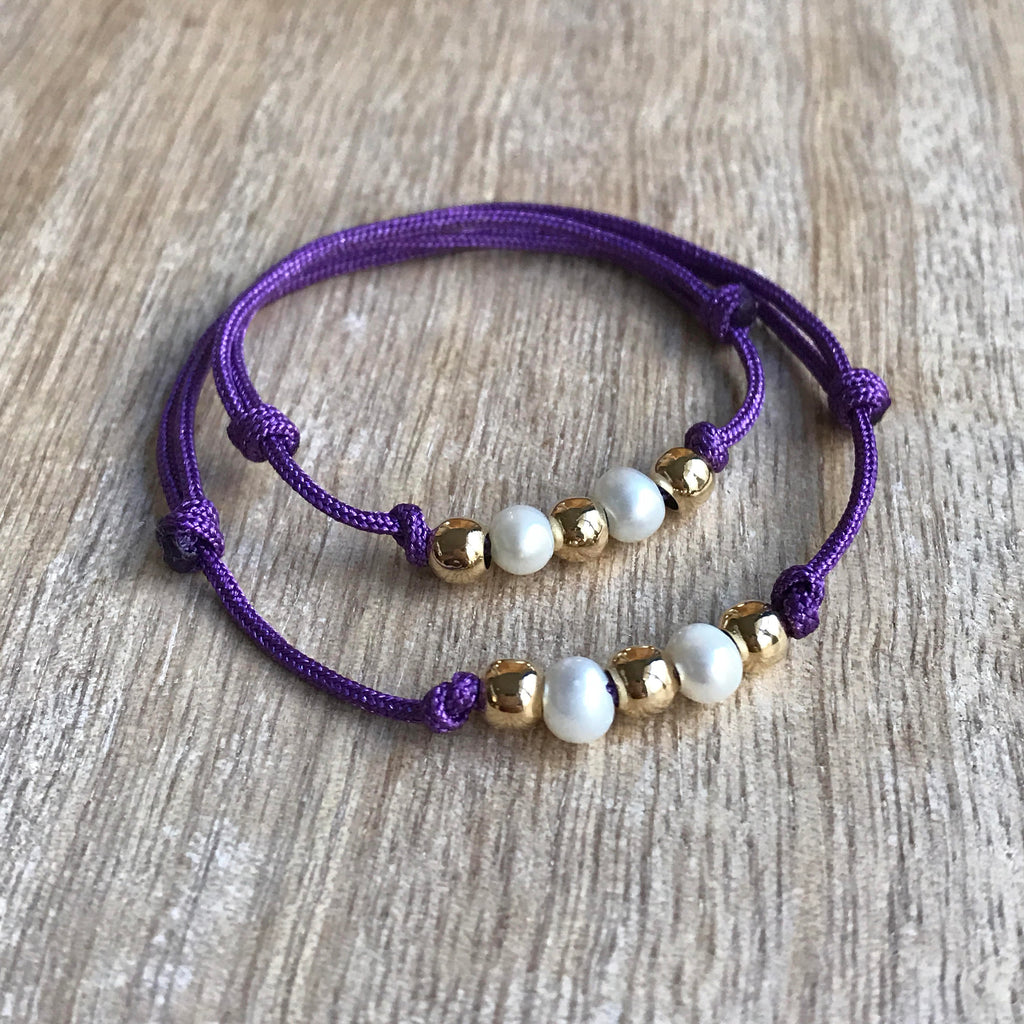 Gables Purple Mommy and Me Pearl Bracelets - Fanfarria Handmade Jewelry