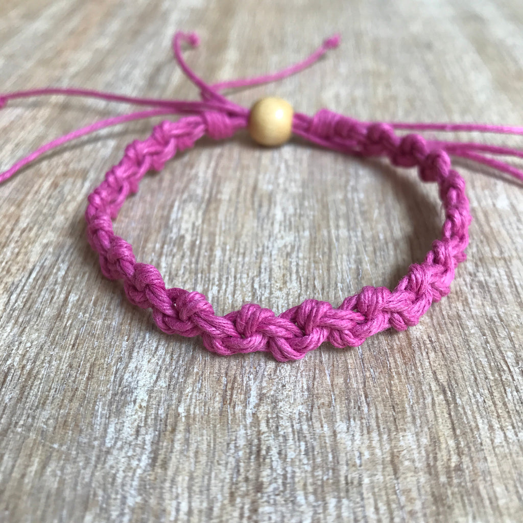 Shell Key Pink Hemp Anklet - Fanfarria Handmade Jewelry