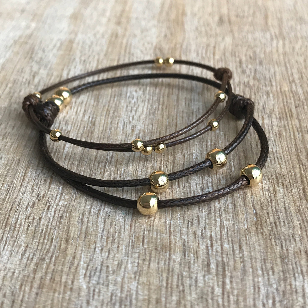 Dania Brown Gold Beaded Bracelets - Fanfarria Handmade Jewelry