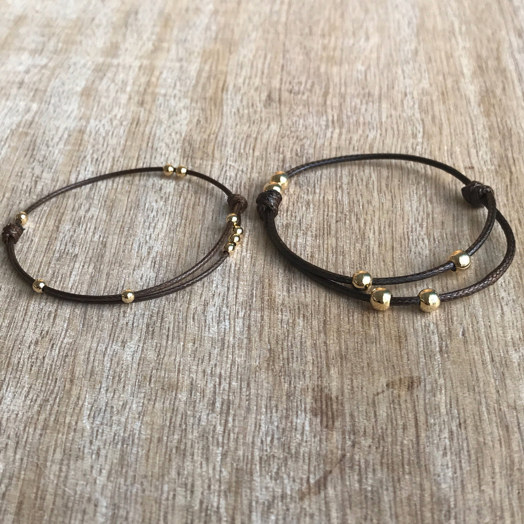 Dania Brown Gold Beaded Bracelets - Fanfarria Handmade Jewelry