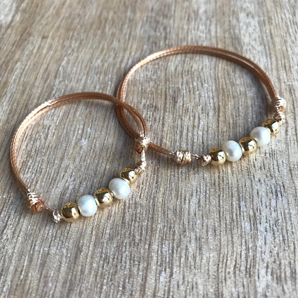 Gables Gold Mommy and Me Pearl Bracelets - Fanfarria Handmade Jewelry
