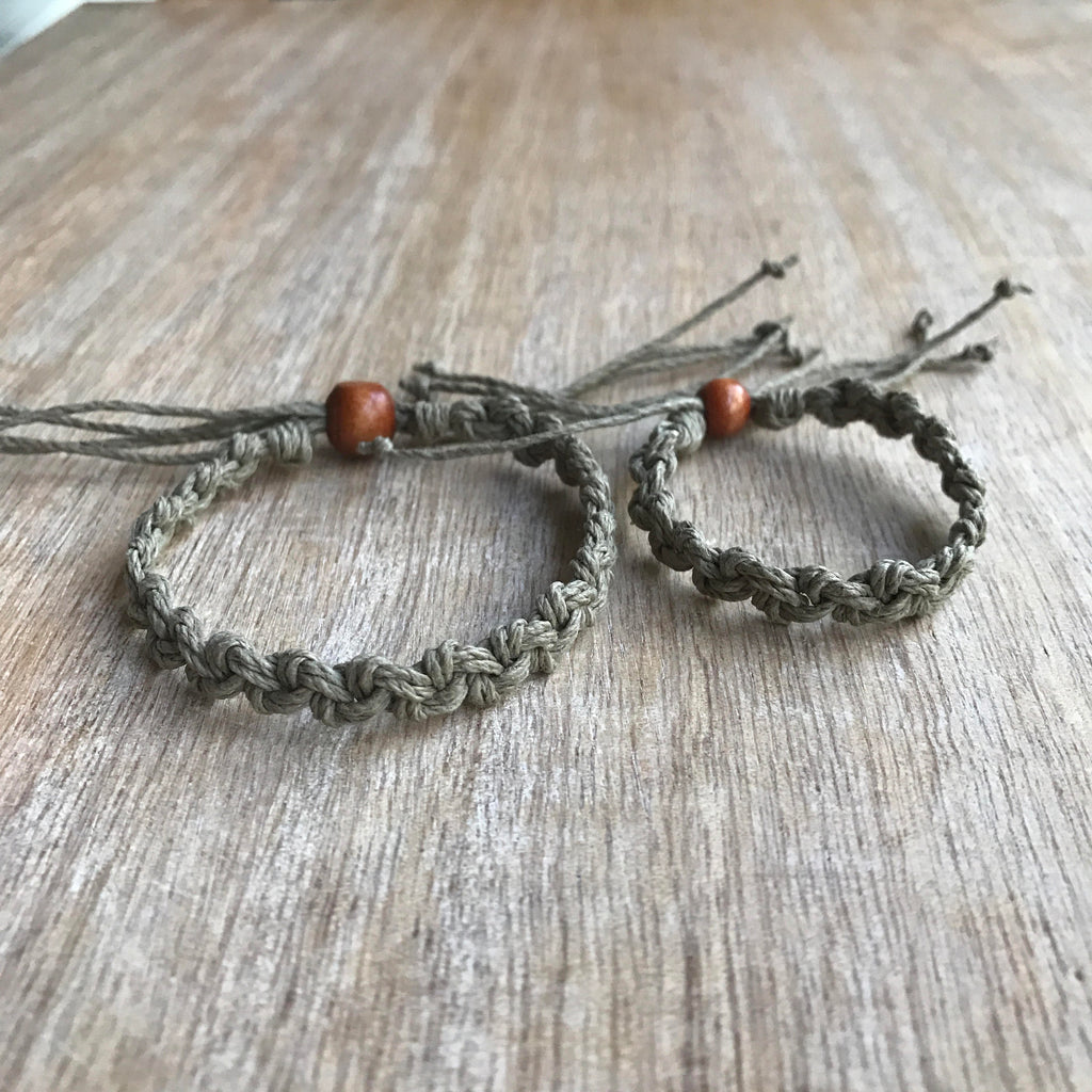Shell Key Mommy and Me Olive Hemp Bracelets - Fanfarria Handmade Jewelry