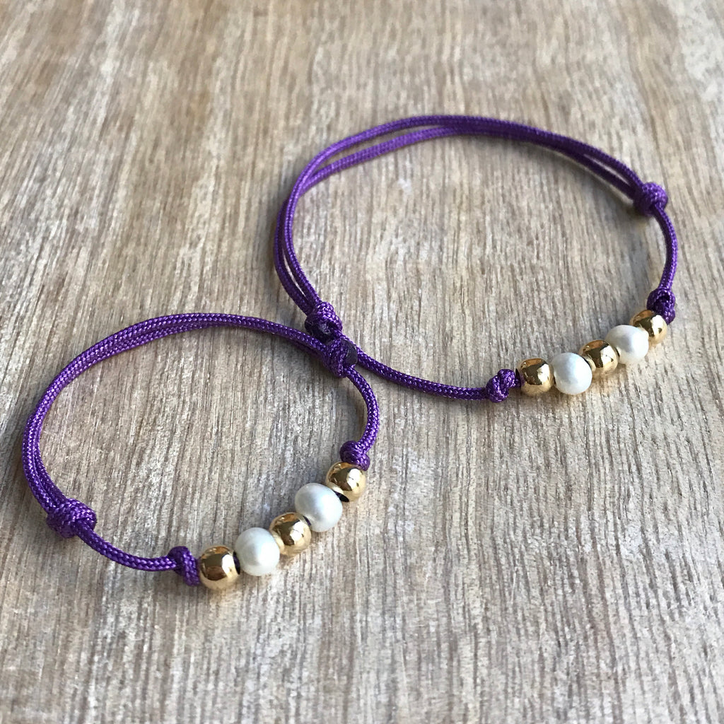 Gables Purple Mommy and Me Pearl Bracelets - Fanfarria Handmade Jewelry