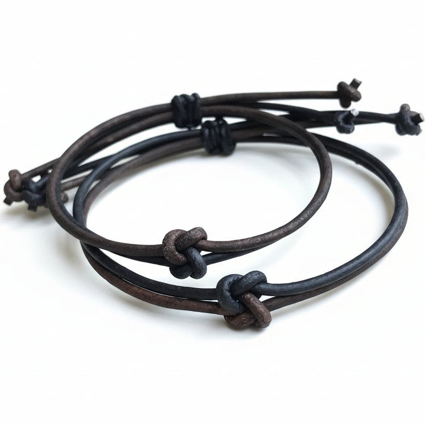 Venice leather knot couples bracelets his and hers matching set adjustable