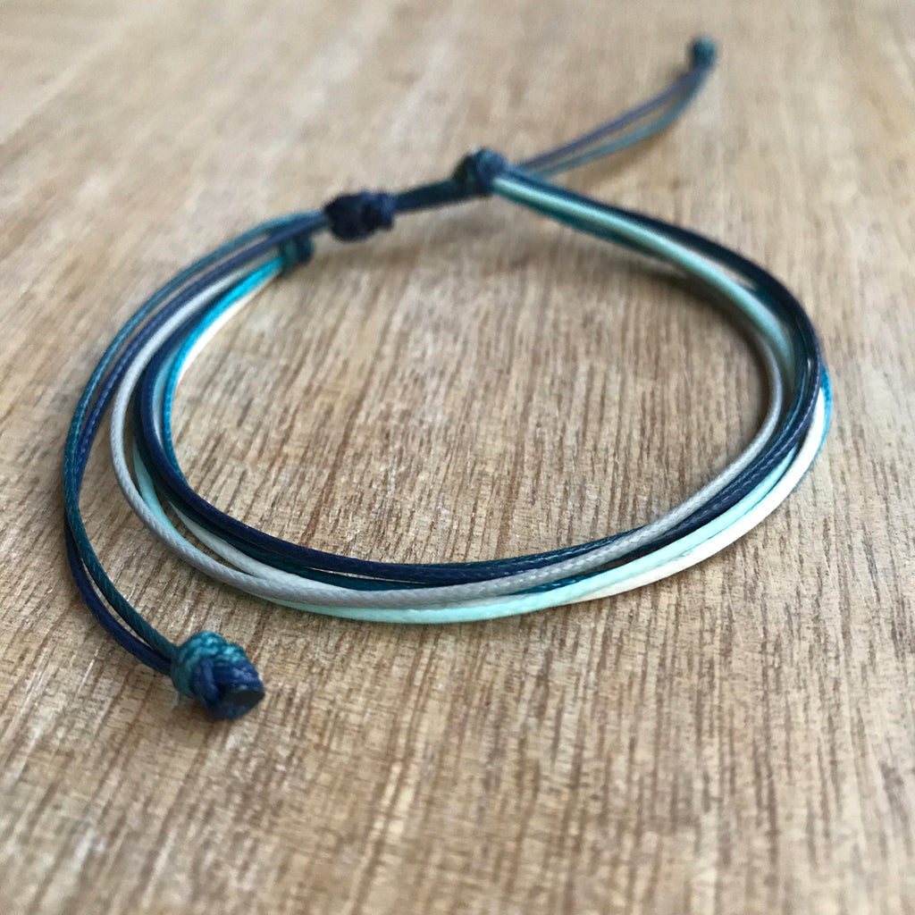 Surfside Shades of Blue Strings Anklet - Fanfarria Handmade Jewelry