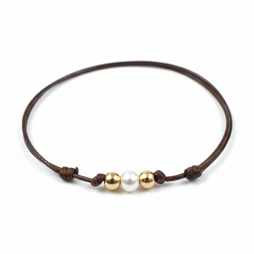 Bal Harbor Gold Beaded Anklet - Fanfarria Handmade Jewelry