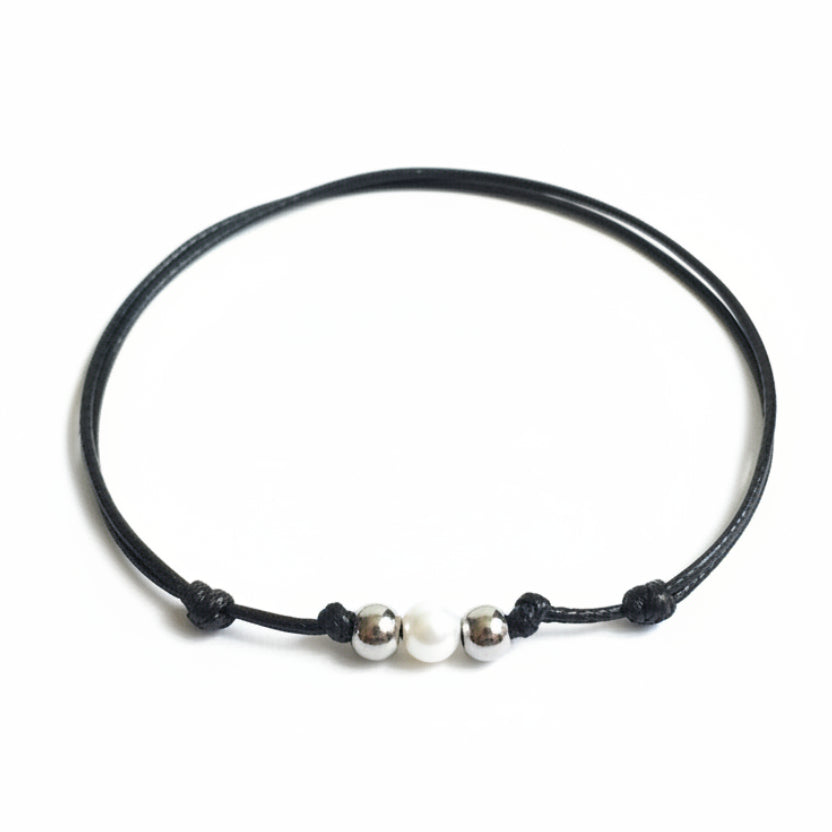 Bal Harbor Silver Beaded Anklet - Fanfarria Handmade Jewelry