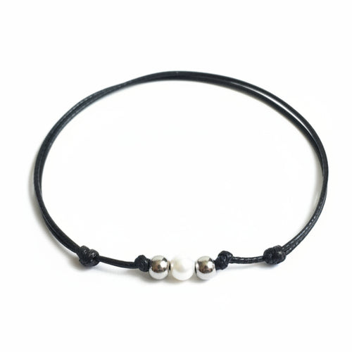 Bal Harbor Silver Beaded Anklet - Fanfarria Handmade Jewelry