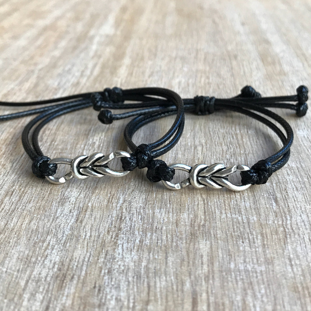 Ponce Inlet Set, Celtic Knot Charm, Black Waxed Cord Bracelets, His and her Bracelets, Waterproof, Set of 2  WC001505 - Fanfarria Handmade Jewelry