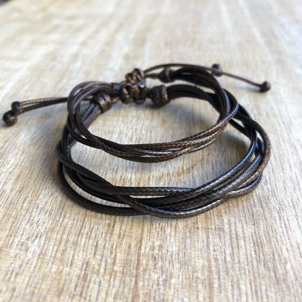 Sailfish Set, String Bracelets, Couples Bracelets,Brown Waxed Cord Bracelets,His and her Bracelet,Waterproof Set of 2 WC001526 - Fanfarria Handmade Jewelry
