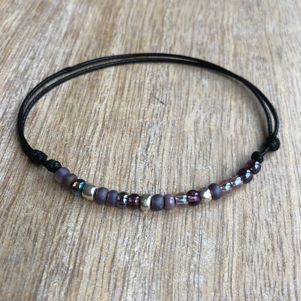 Seashore Purple Beaded Anklet - Fanfarria Handmade Jewelry