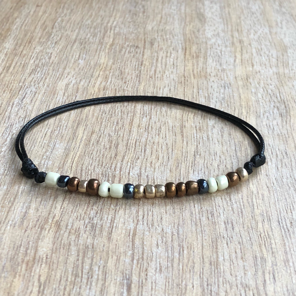 Seashore Neutral Bead Anklet - Fanfarria Handmade Jewelry