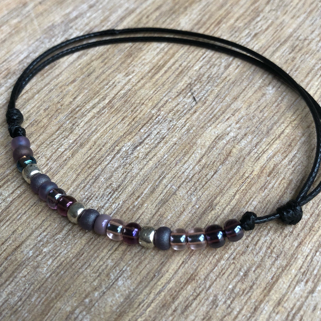 Seashore Purple Beaded Anklet - Fanfarria Handmade Jewelry