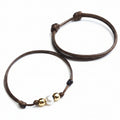 Bal Harbor gold accents couples bracelets black waxed cord his and hers set