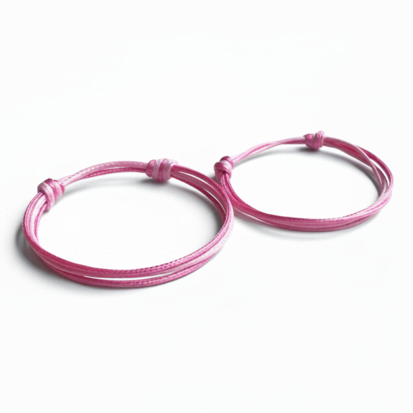 Pink mommy and me string bracelets handmade matching set mother daughter gift waxed cord