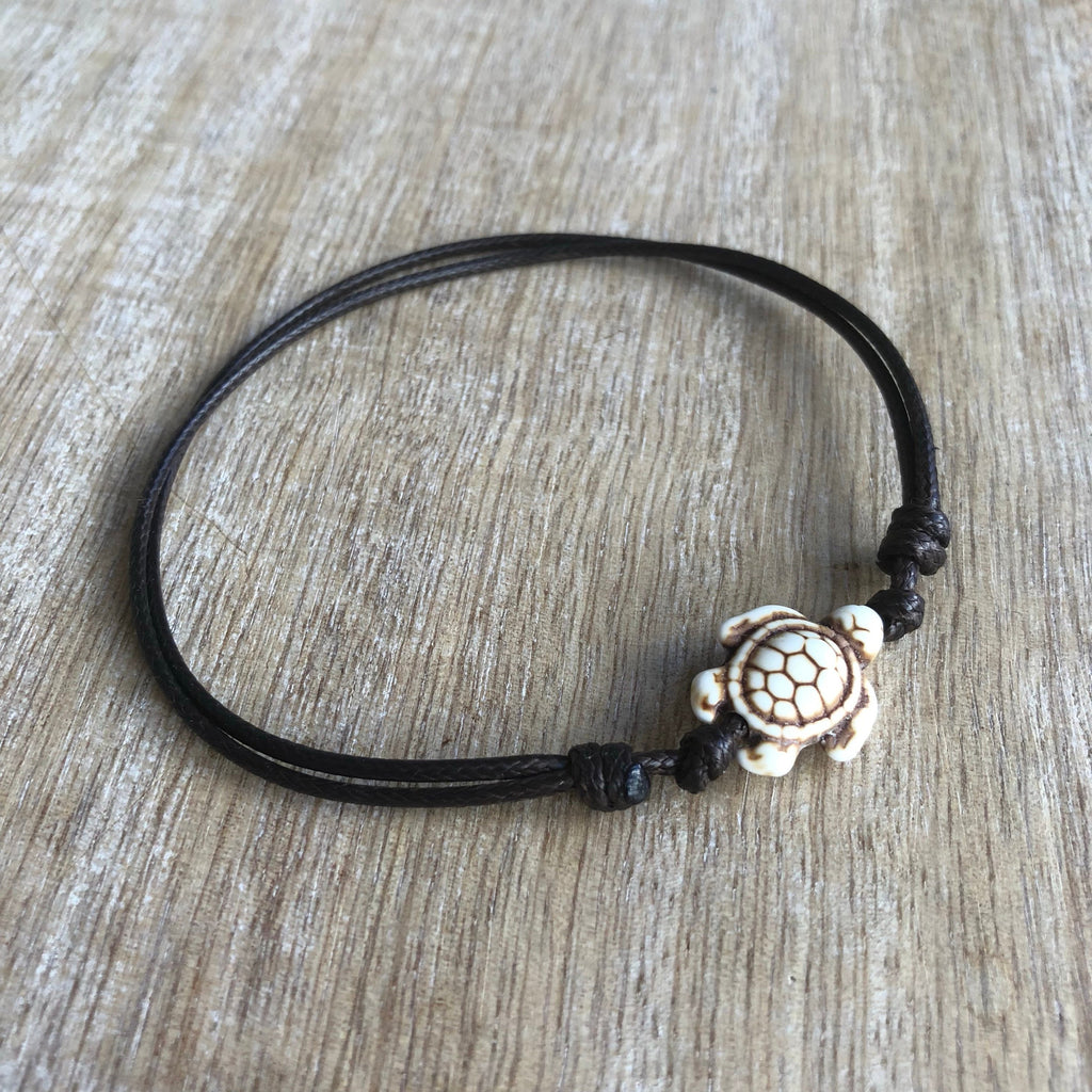 Stone Turtle Brown Anklet - Fanfarria Handmade Jewelry