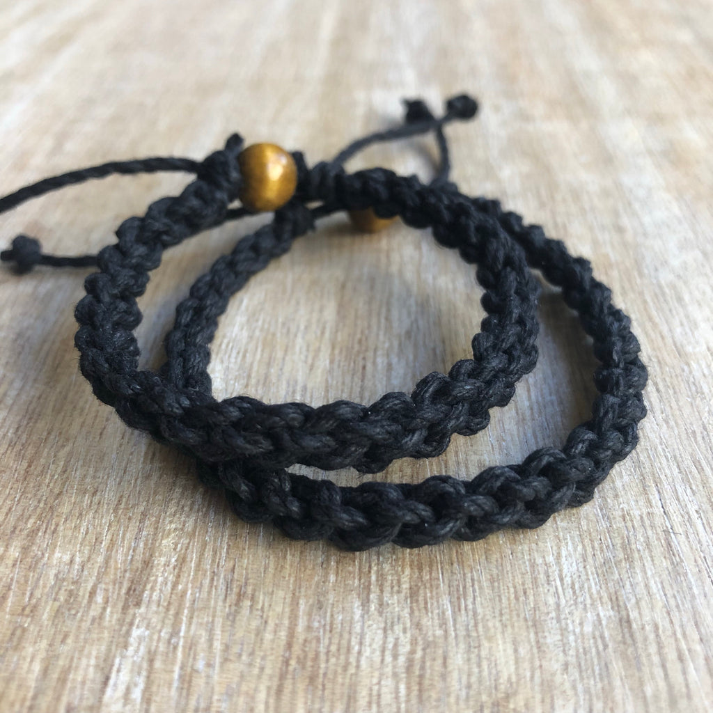 Destin Black Couple Hemp Bracelets - Fanfarria Handmade Jewelry