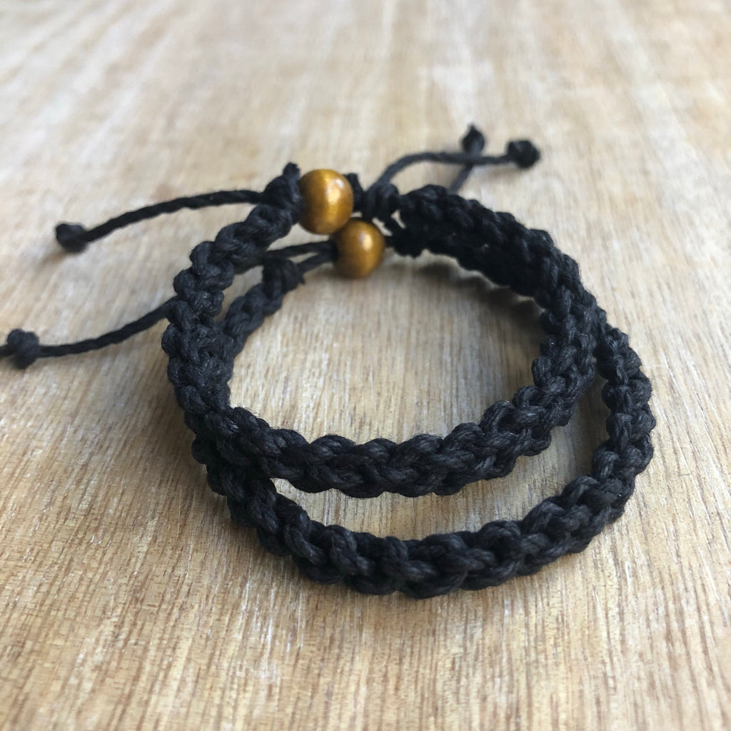Destin Black Couple Hemp Bracelets - Fanfarria Handmade Jewelry