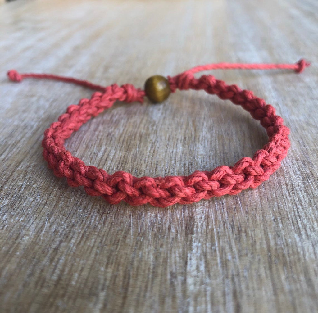 Destin Red Hemp Anklet Unisex - Fanfarria Handmade Jewelry