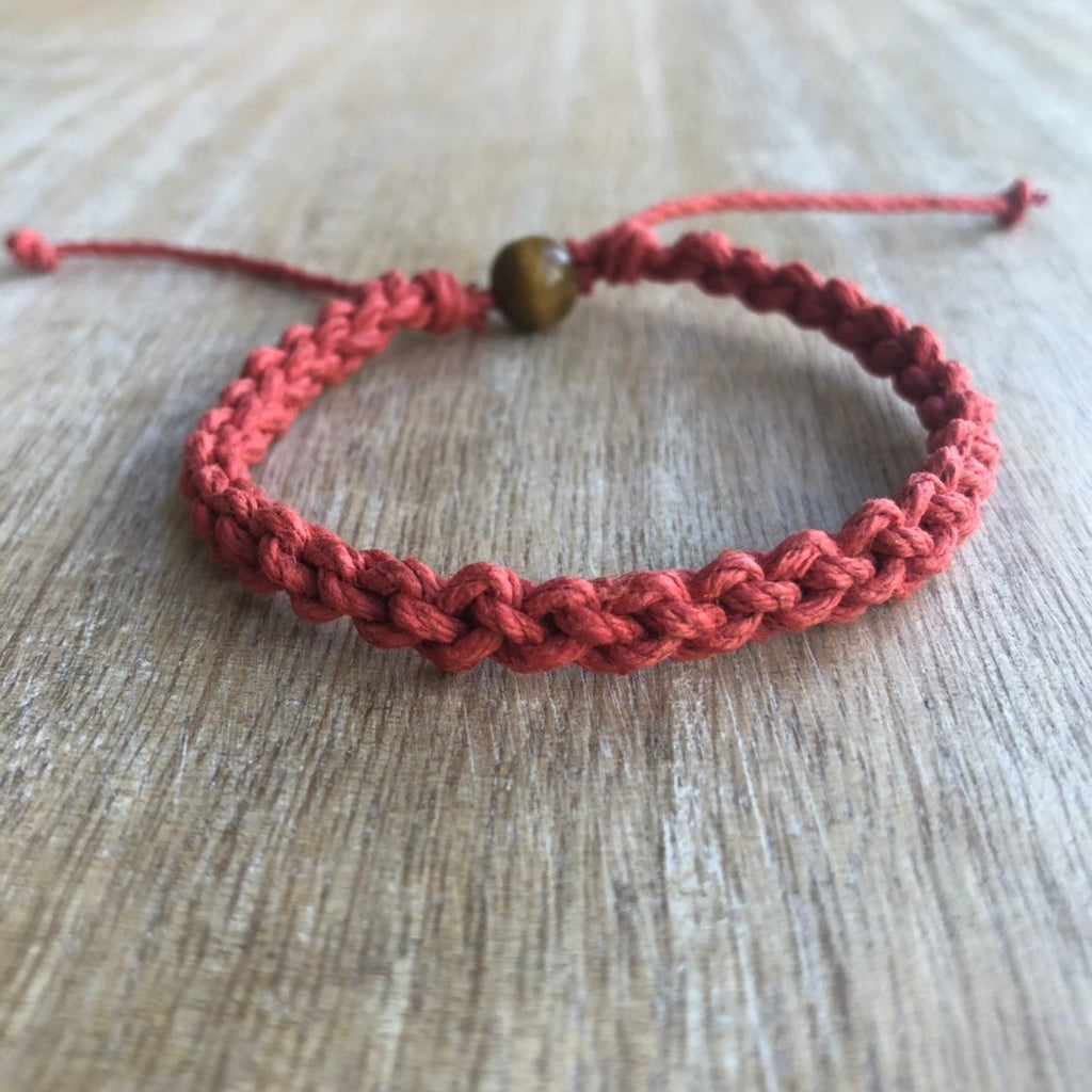 Destin Red Hemp Anklet Unisex - Fanfarria Handmade Jewelry