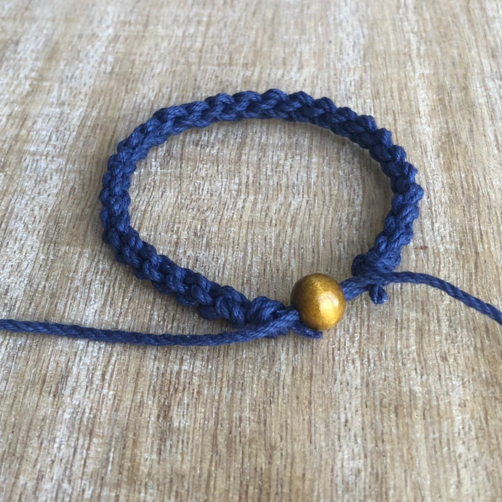 Destin Blue Hemp Anklet Unisex - Fanfarria Handmade Jewelry