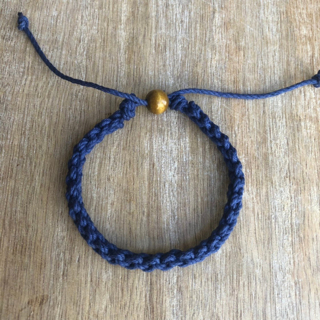 Destin Blue Hemp Anklet Unisex - Fanfarria Handmade Jewelry