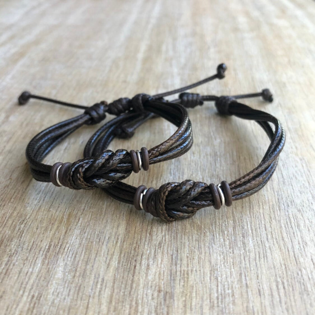 Forever Brown Couple Bracelets, Personalized, His and Hers, Distance, Love Knot, Anniversary gift, Matching Bracelet WC001163