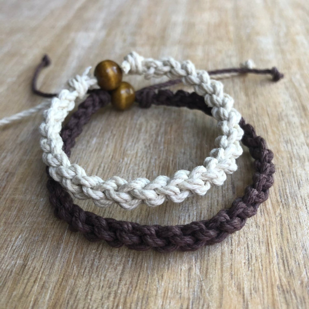Destin Brown and Natural Couple Hemp Bracelets - Fanfarria Handmade Jewelry