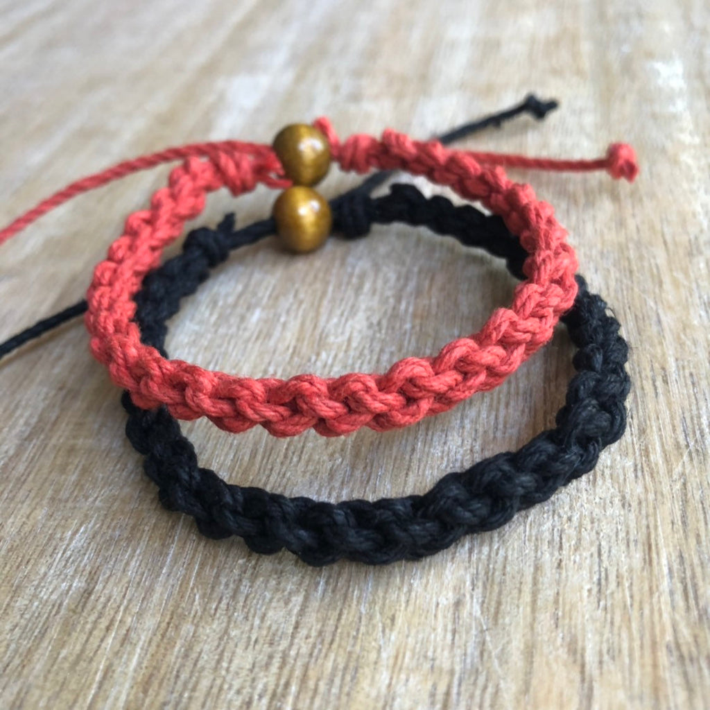 Destin Black and Red Hemp Bracelets - Fanfarria Handmade Jewelry