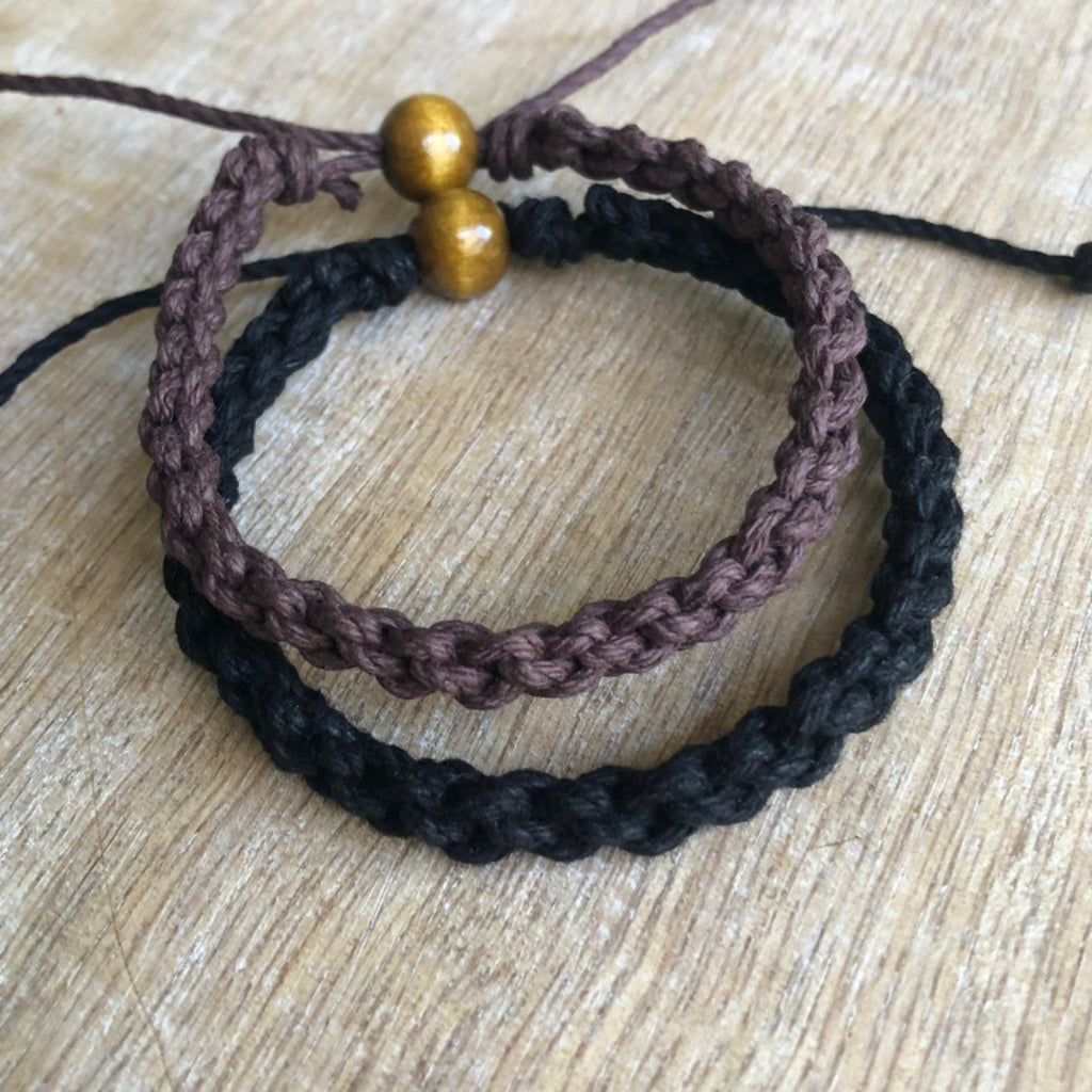 Destin Black and Brown Couple Hemp Bracelets - Fanfarria Handmade Jewelry